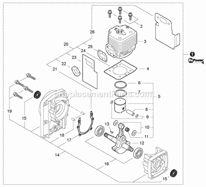 Engine Diagram and Parts List for EB633RT P39111001001 - P39111999999 Shindaiwa Leaf Blower / Vacuum