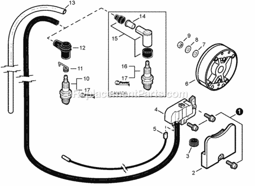 Ignition_Flywheel Diagram and Parts List for EB633RT P39111001001 - P39111999999 Shindaiwa Leaf Blower / Vacuum