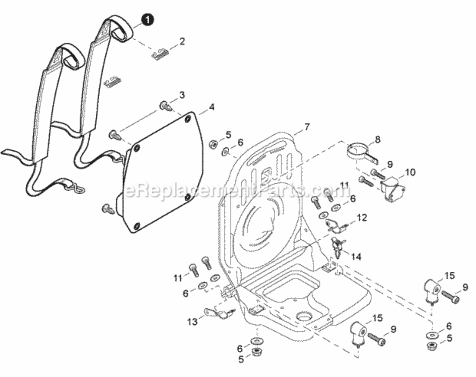 Backpack_Frame_Harness Diagram and Parts List for EB633RT P39213001001 - P39213999999 Shindaiwa Leaf Blower / Vacuum