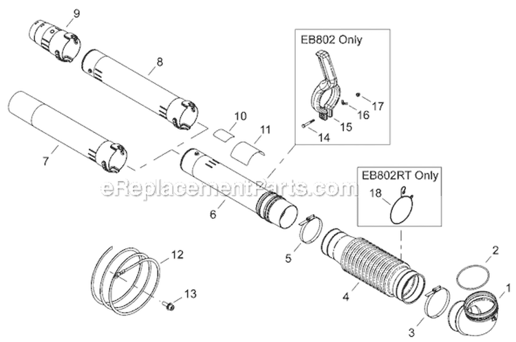 Page K Diagram and Parts List for EB802RT  Shindaiwa Leaf Blower / Vacuum