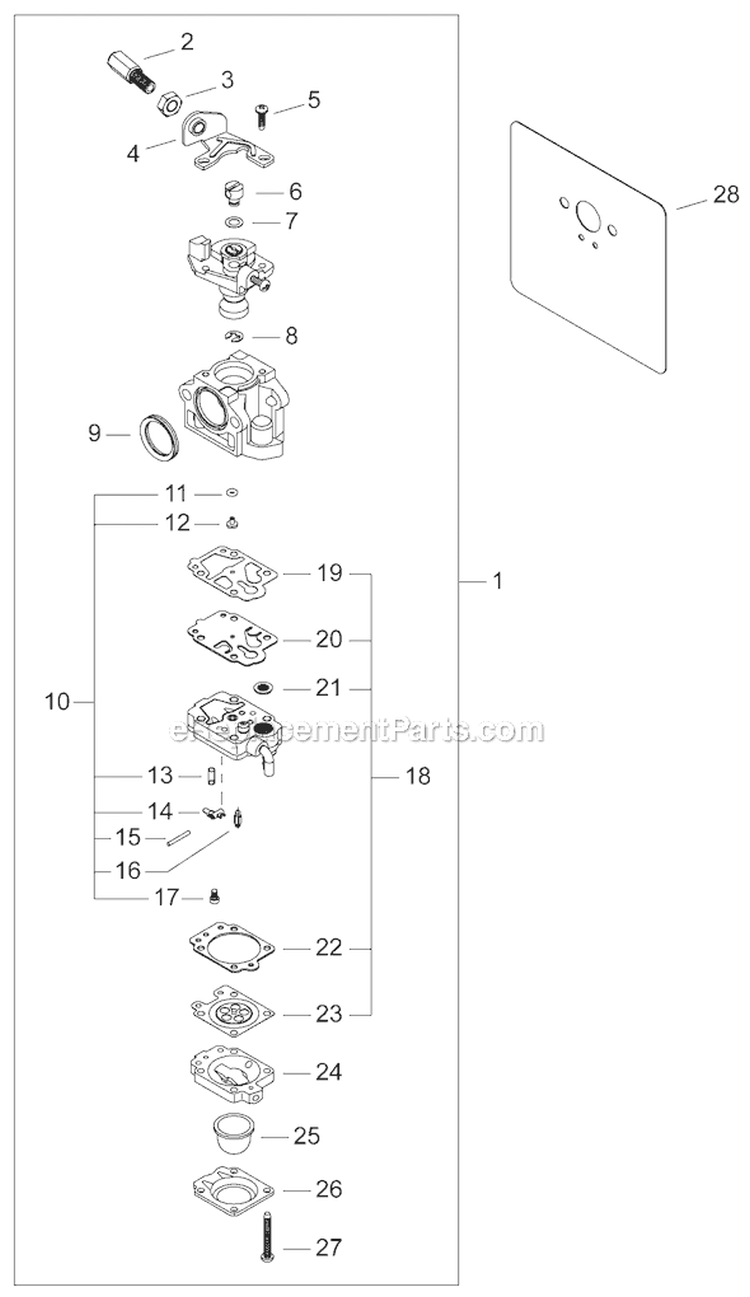 Page G Diagram and Parts List for EB802  Shindaiwa Leaf Blower / Vacuum
