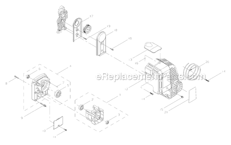 Crankcase, Engine Cover Diagram and Parts List for EB8510RT  Shindaiwa Leaf Blower / Vacuum