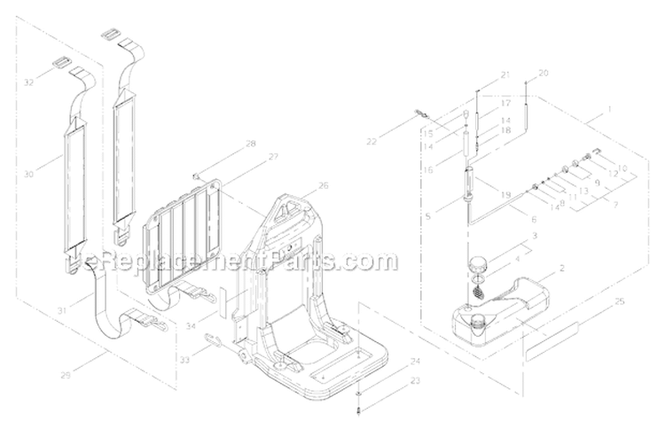 Fuel Tank, Frame Diagram and Parts List for EB8510RT  Shindaiwa Leaf Blower / Vacuum