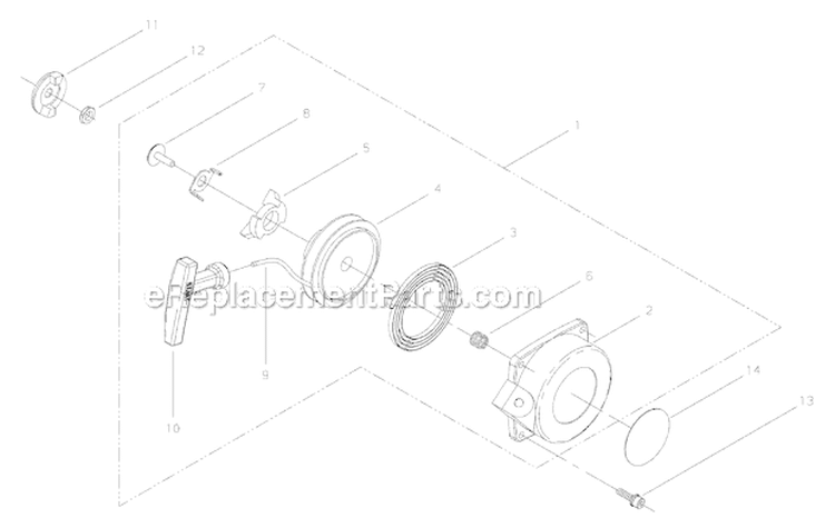 Starter Diagram and Parts List for EB8510RT  Shindaiwa Leaf Blower / Vacuum