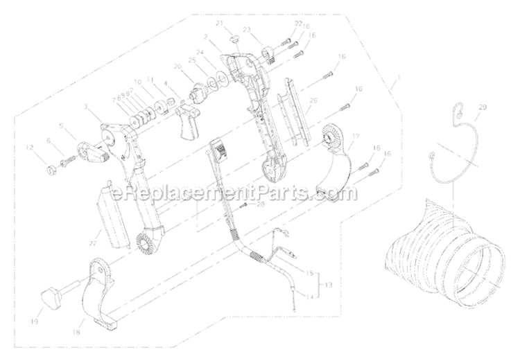 Throttle Lever Diagram and Parts List for EB8510RT  Shindaiwa Leaf Blower / Vacuum