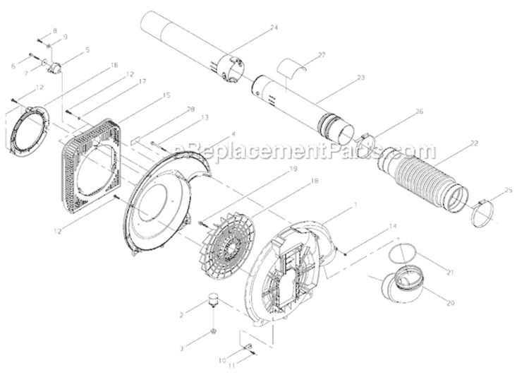 Page H Diagram and Parts List for EB8510  Shindaiwa Leaf Blower / Vacuum