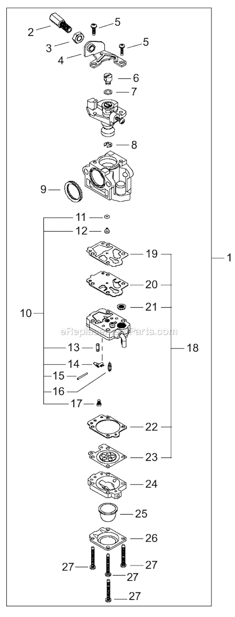 Page J Diagram and Parts List for EB8520  Shindaiwa Leaf Blower / Vacuum