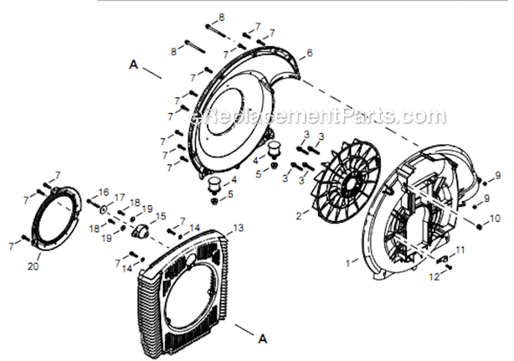 Page L Diagram and Parts List for EB854RT T14412001001 - T14412999999 Shindaiwa Leaf Blower / Vacuum