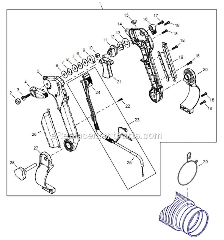 Page K Diagram and Parts List for EB854RT T14511001001 - T14511999999 Shindaiwa Leaf Blower / Vacuum