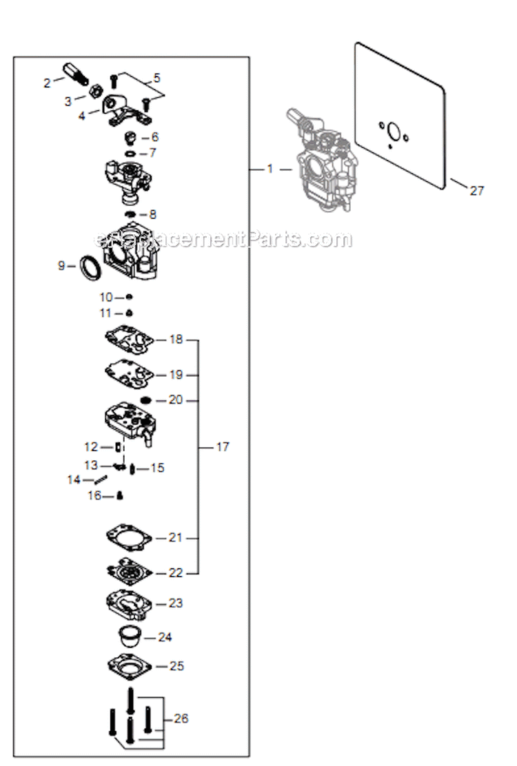 Page H Diagram and Parts List for EB854RT T14511001001 - T14511999999 Shindaiwa Leaf Blower / Vacuum