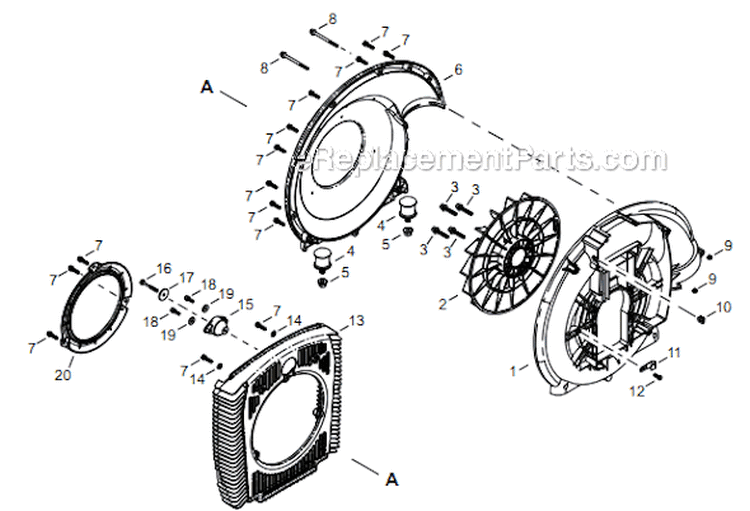 Page L Diagram and Parts List for EB854 T14112001001 - T14112999999 Shindaiwa Leaf Blower / Vacuum