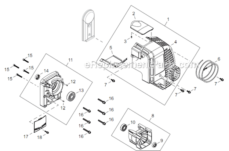 Page B Diagram and Parts List for EB854 T14112001001 - T14112999999 Shindaiwa Leaf Blower / Vacuum