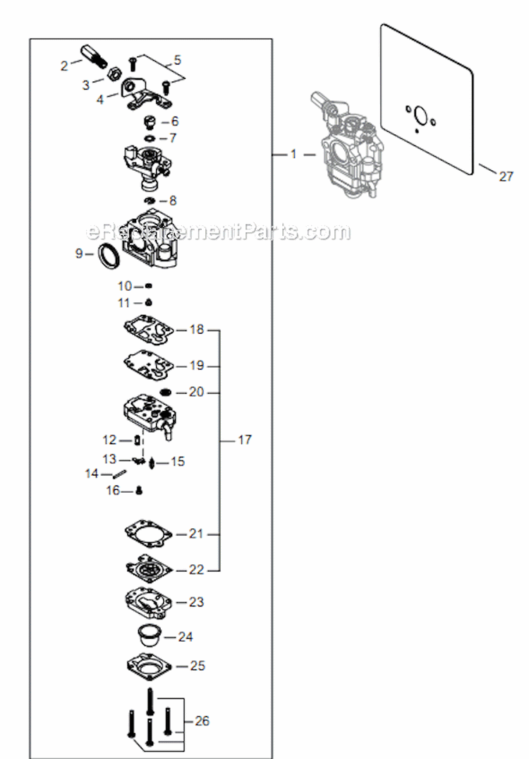 Page H Diagram and Parts List for EB854 T14112001001 - T14112999999 Shindaiwa Leaf Blower / Vacuum