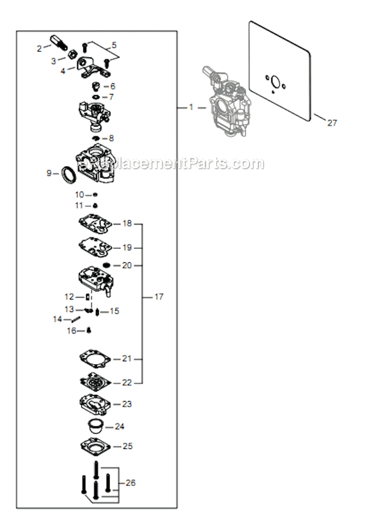 Page H Diagram and Parts List for EB854 T14211001001 - T14211999999 Shindaiwa Leaf Blower / Vacuum
