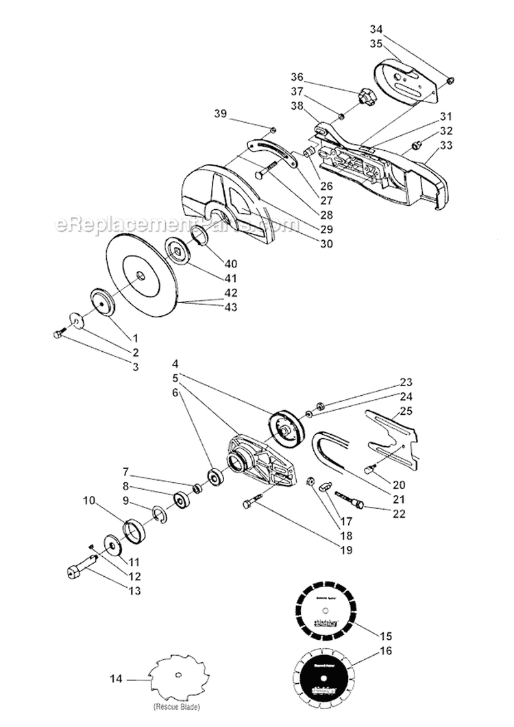 Chain Guard Diagram and Parts List for EC350  Shindaiwa Chainsaw
