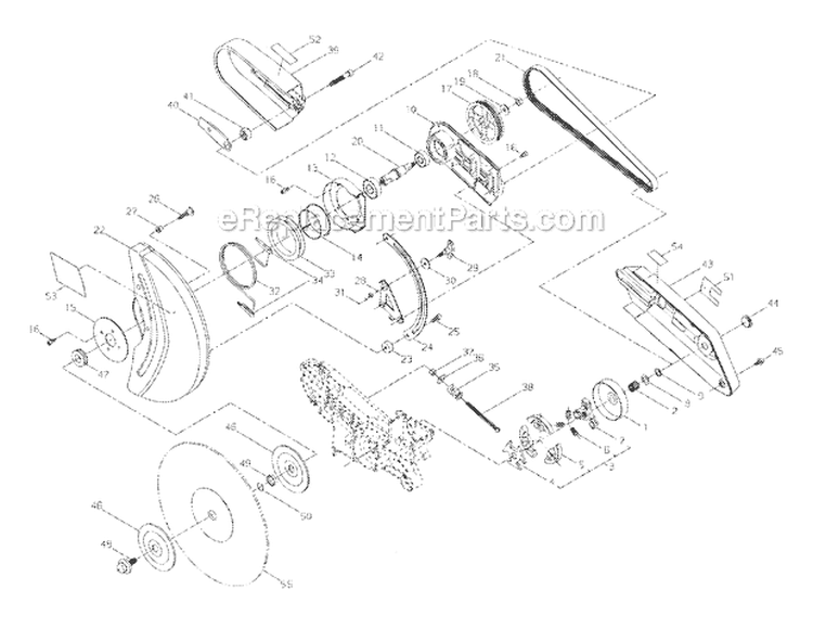 Clutch, Cutter Diagram and Parts List for EC7600  Shindaiwa Chainsaw