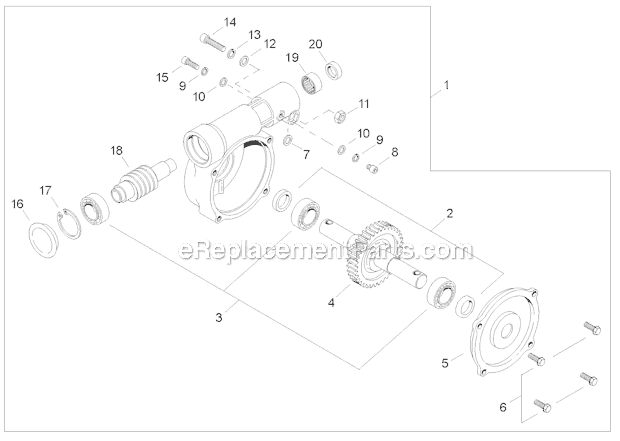 Gear Case Diagram and Parts List for PS344 T15513001001-T15513999999 Shindaiwa Power Broom