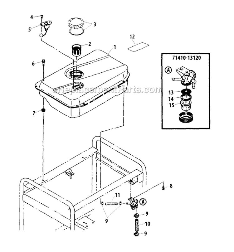 Fuel Tank Diagram and Parts List for EGR6000  Shindaiwa Generator