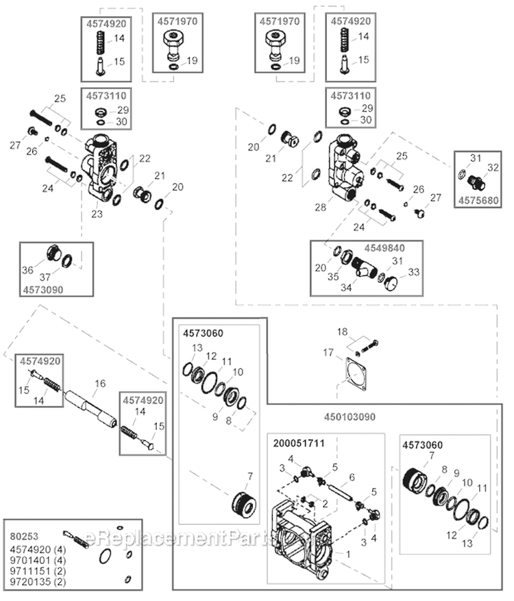Pump Diagram and Parts List for ES726 9029001-9039900 Shindaiwa Sprayer