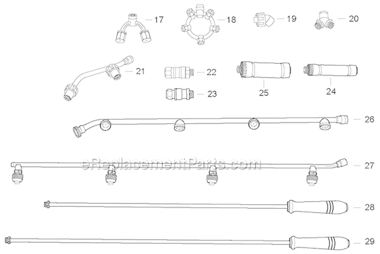 Accessories- Nozzles, Wands Diagram and Parts List for ES726 9029001-9039900 Shindaiwa Sprayer