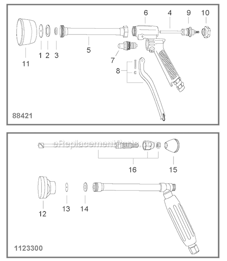 Accessories - Spray Gun Diagram and Parts List for ES726 9029001-9039900 Shindaiwa Sprayer