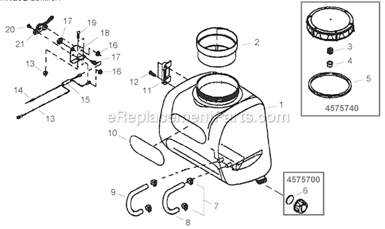 Chemical Tank Diagram and Parts List for ES726 9029001-9039900 Shindaiwa Sprayer