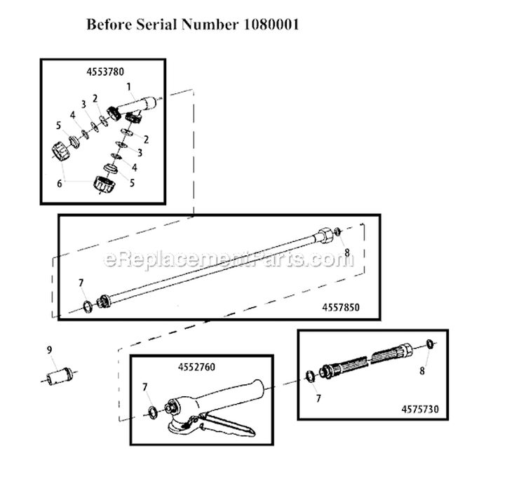 Tube, Nozzle, Lever Before SN: 1080001 Diagram and Parts List for ES726  Shindaiwa Sprayer
