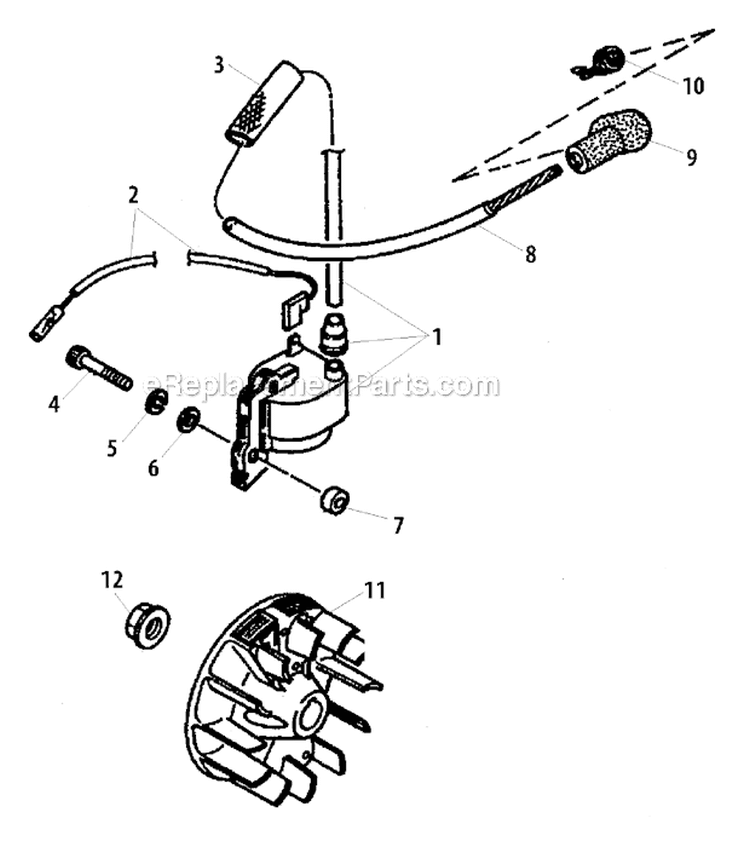 Flywheel, Coil Diagram and Parts List for ES726  Shindaiwa Sprayer