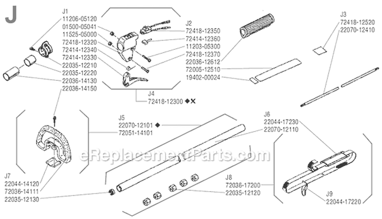 Page J Diagram and Parts List for F-18  Shindaiwa Trimmer