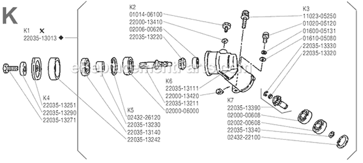 Page K Diagram and Parts List for F-18  Shindaiwa Trimmer