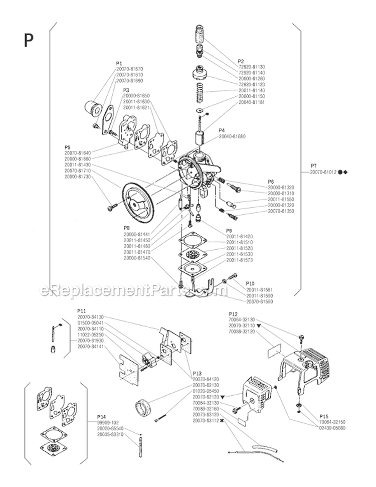 Page P Diagram and Parts List for F-18  Shindaiwa Trimmer