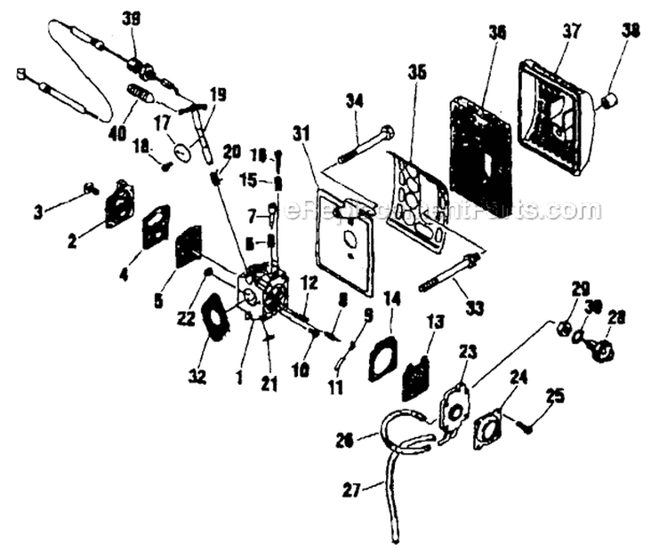 Carburetor Diagram and Parts List for F20  Shindaiwa Trimmer