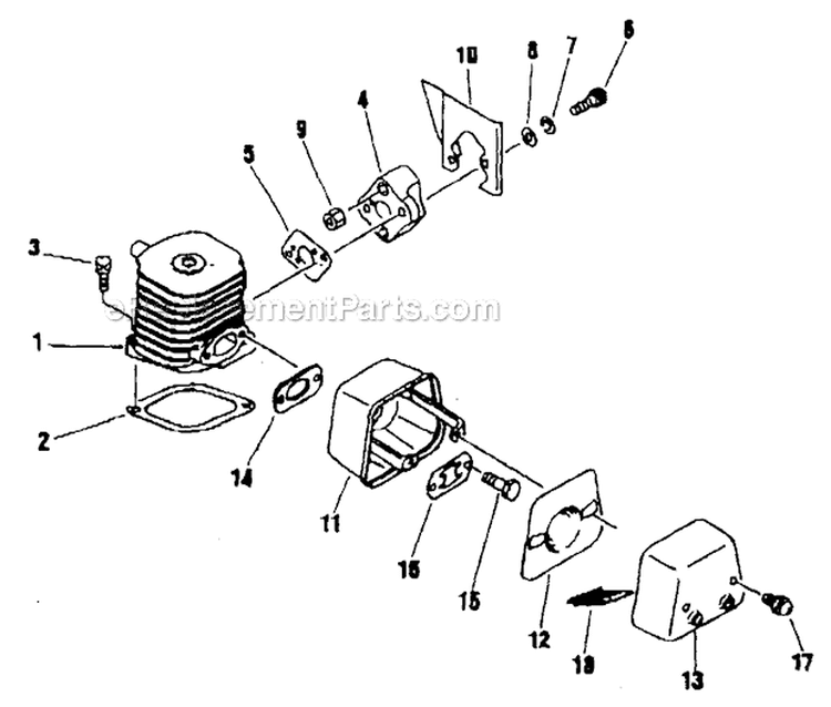Cylinder Diagram and Parts List for F20  Shindaiwa Trimmer