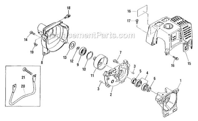Crankcase Diagram and Parts List for F21  Shindaiwa Trimmer