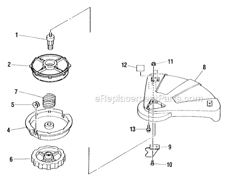 Guard, Trimmer Head Diagram and Parts List for F21  Shindaiwa Trimmer