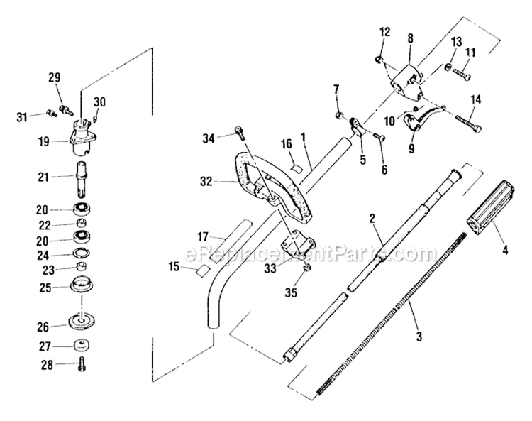 Outer Tube Diagram and Parts List for F21  Shindaiwa Trimmer