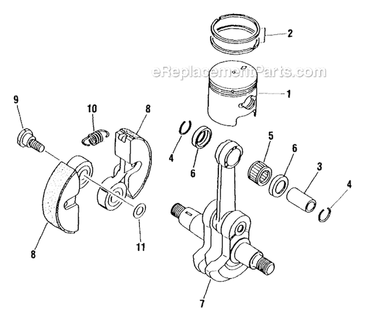 Piston, Crankshaft Diagram and Parts List for F21  Shindaiwa Trimmer