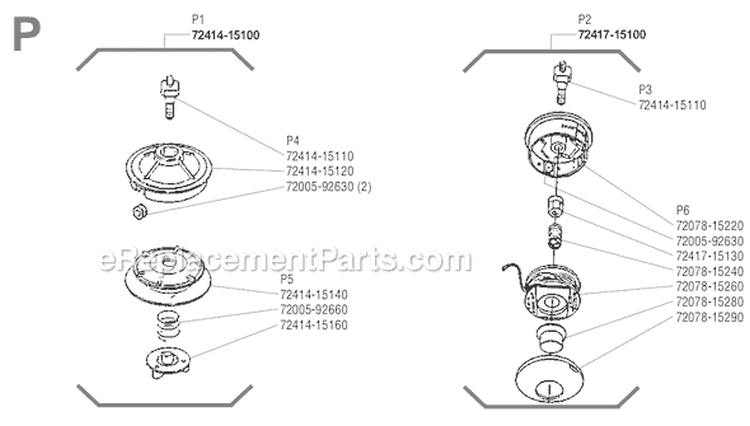 Page P Diagram and Parts List for F230  Shindaiwa Trimmer