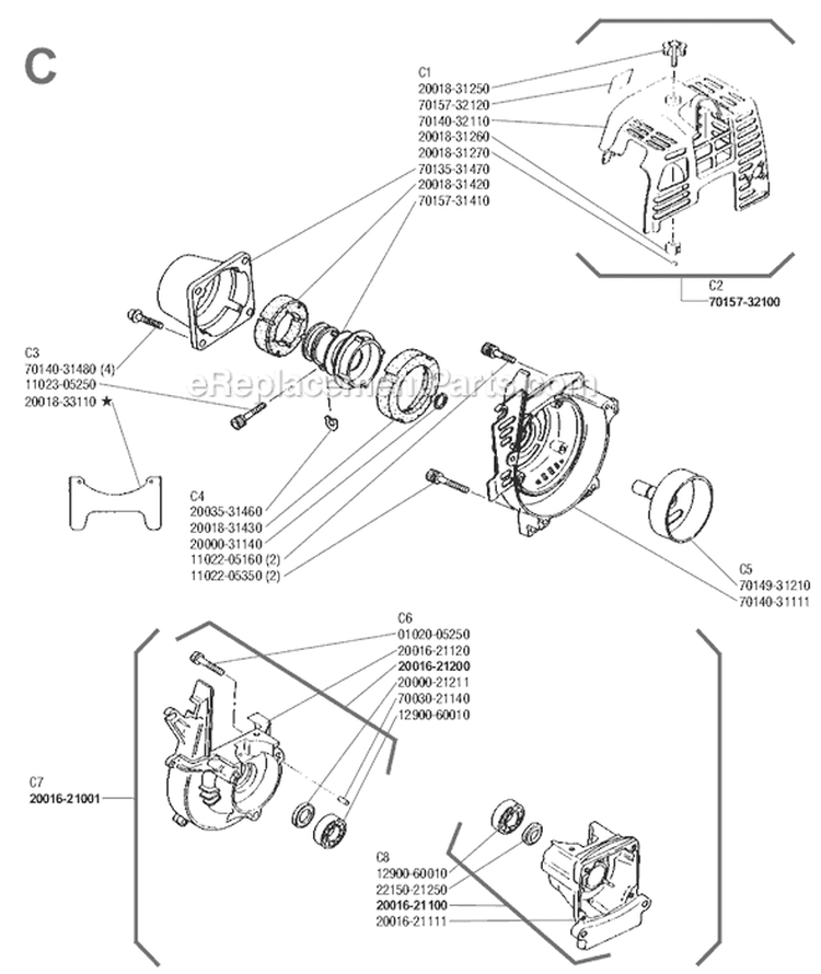 Page C Diagram and Parts List for F230  Shindaiwa Trimmer