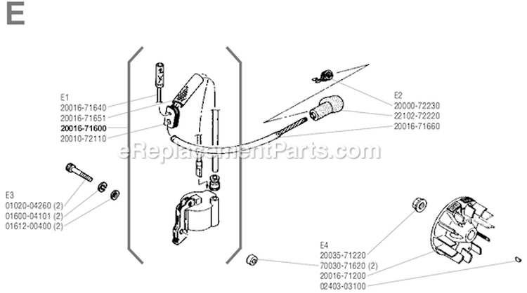 Page E Diagram and Parts List for F230  Shindaiwa Trimmer