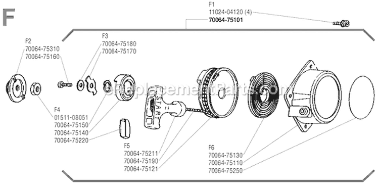 Page F Diagram and Parts List for F230  Shindaiwa Trimmer