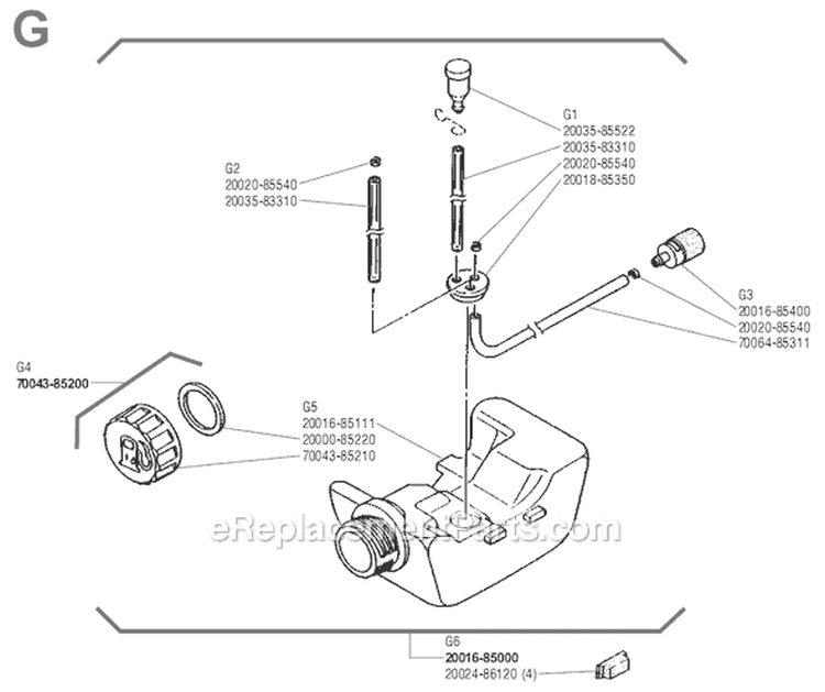 Page G Diagram and Parts List for F230  Shindaiwa Trimmer