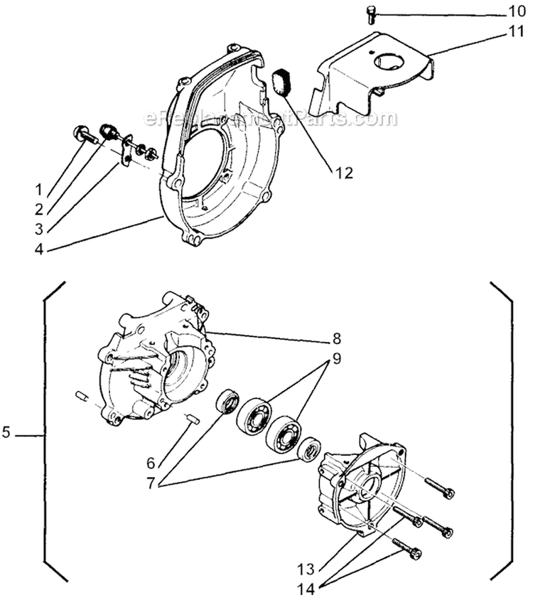 Crankcase Diagram and Parts List for GP25  Shindaiwa Water Pump