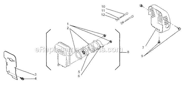 Muffler Diagram and Parts List for GP25  Shindaiwa Water Pump