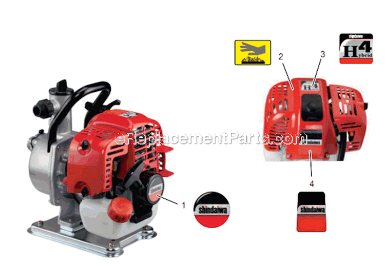Page N Diagram and Parts List for GP344 T15912001001 - T15912999999 Shindaiwa Water Pump