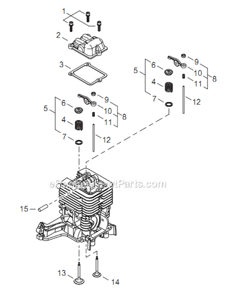 Page D Diagram and Parts List for GP344 T15912001001 - T15912999999 Shindaiwa Water Pump