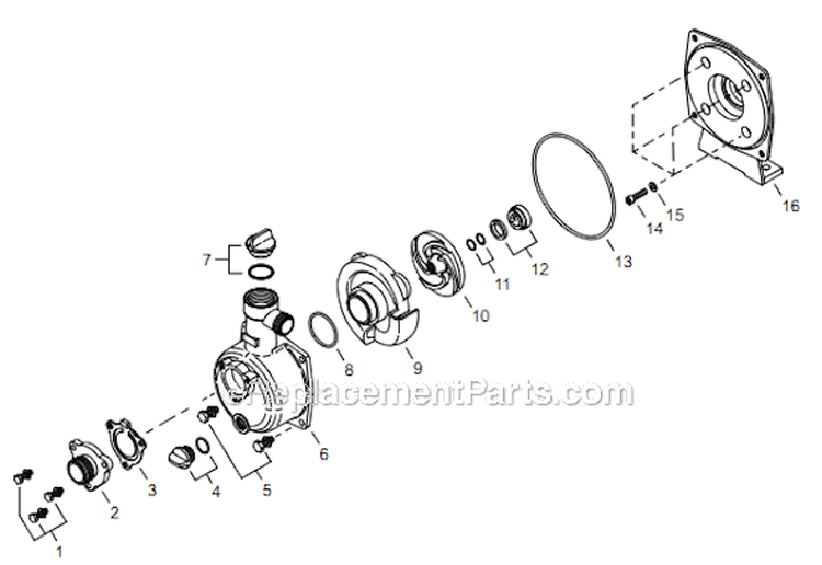 Page M Diagram and Parts List for GP344 T16011001001 - T16011999999 Shindaiwa Water Pump