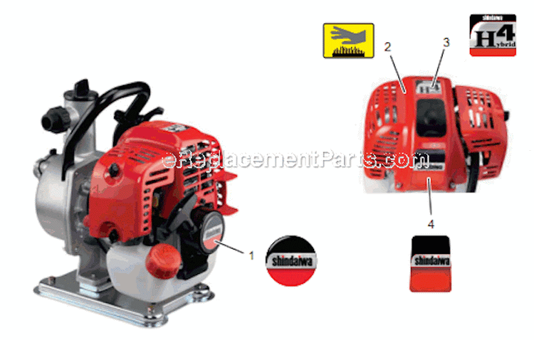 Page N Diagram and Parts List for GP344 T16011001001 - T16011999999 Shindaiwa Water Pump