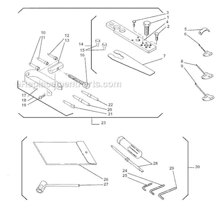 Tool Set Diagram and Parts List for GP45  Shindaiwa Water Pump