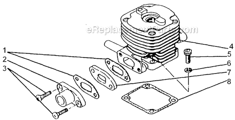 Cylinder Diagram and Parts List for GP45  Shindaiwa Water Pump